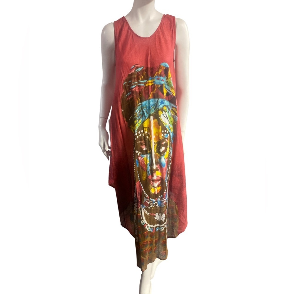 NF Vibrant Sleeveless Dress with Artistic Print